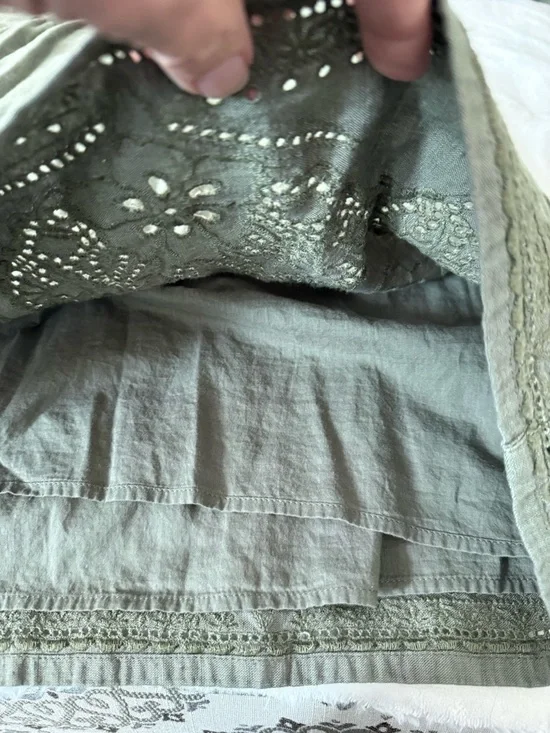 Tommy Bahama St Lucia Split Neck Linen Blend Sage Eyelet Coverup Women's Lg E29 - Picture 5 of 5